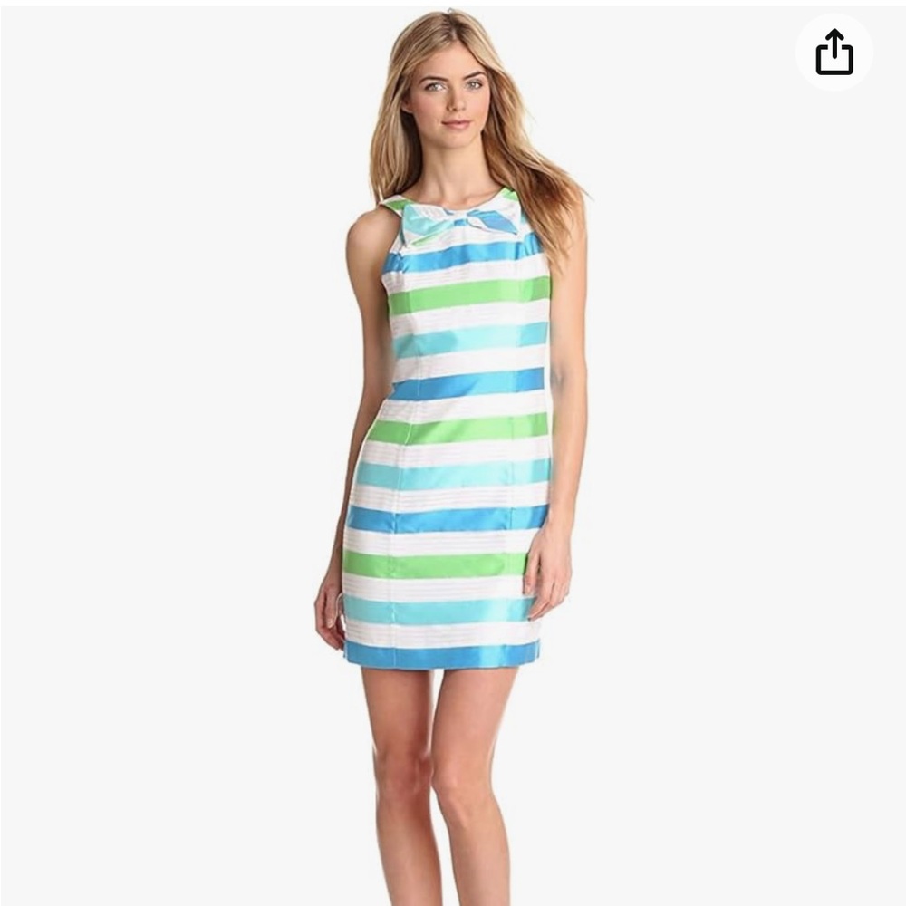 Lilly Pulitzer Henley Sleeveless Sheath Multi Corded Organza Stripe Size 00